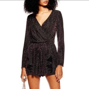Topshop Striped Glitter Romper Sz S